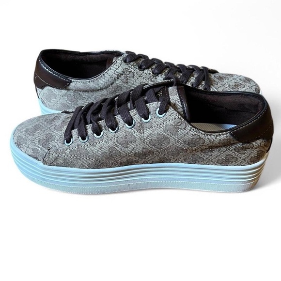 NWT GUESS Alexa Brown Fabric Lace Up Sneakers women’s size 10 - Picture 3 of 8